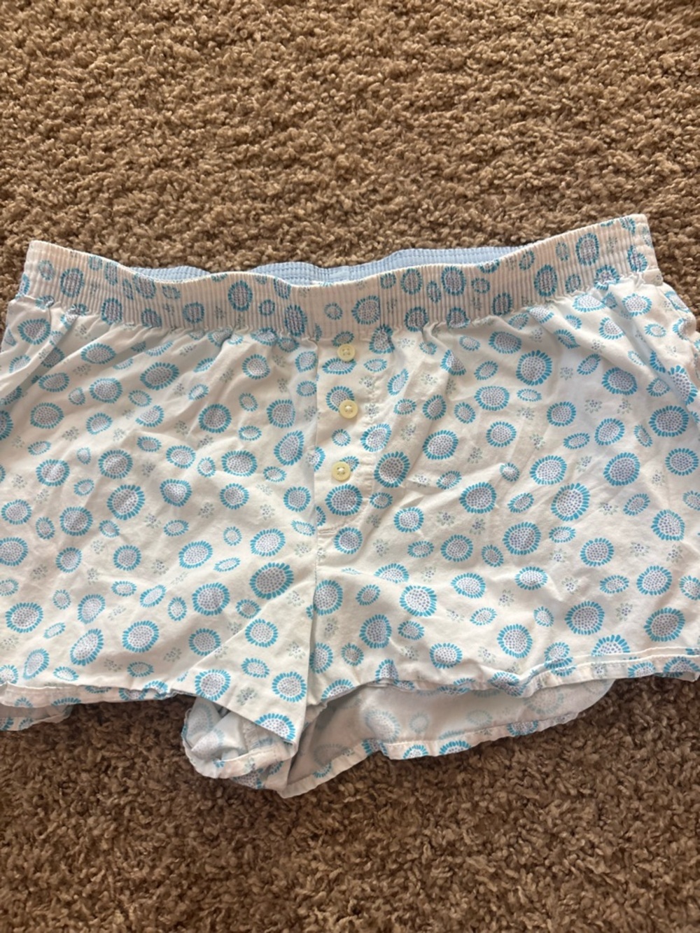 Stanley White and Light Blue Printed Women's Athletic Shorts